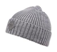 Djinns Basic Beanie In Maglia Grossa Turn Up Patch Inverno Grigio/Nero