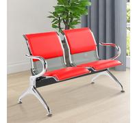 DJJYCTNM 2 Posti Panca in Metallo per Sala D’attesa - Sedie Sala D'attesa in PU con Braccioli, Mobili per Reception per Ufficio, Attività Commerciali, Banche, Ospedali(Red)