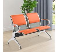 DJJYCTNM 2 Posti Panca in Metallo per Sala D’attesa - Sedie Sala D'attesa in PU con Braccioli, Mobili per Reception per Ufficio, Attività Commerciali, Banche, Ospedali(Orange)