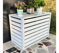 DJJYCTNM Copri Condizionatore da Esterno Alluminio, Copertura Pompa di Calore, Copertura per unità AC Esterna, Riduzione del Rumore, Supporto per Piante su Scaffale per Esterni (Color : White, Size