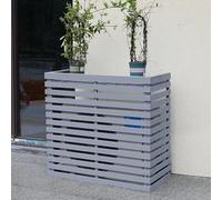DJJYCTNM Copri Condizionatore da Esterno Legno, Copertura Esterna del Condizionatore d'Aria del Recinto dello Schermo di Segretezza, Supporto per Fiori (Color : Gray, Size : 85 * 35 * 81cm)