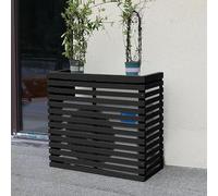 DJJYCTNM Copri Condizionatore da Esterno Legno, Copertura Esterna del Condizionatore D'aria del Recinto Dello Schermo di Segretezza, Supporto per Fiori (Color : Black, Size : 85 * 35 * 81cm)