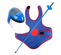 DJJYCTNM Kit per Pratica di Scherma con Spada, Attrezzatura per Allenamento per Bambini, Gilet Protettivo, Maschera Protettiva, Fioretto di Plastica da 38,6" con Suono(Blue)