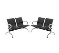 DJJYCTNM Set di 2 Panca per Sala D'attesa in PU con Braccioli, Sedie Sala D'attesa per Reception, Aeroporto, Ufficio, Banche, Ospedali(Black)