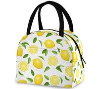 DJNGN 3D Fresh Summer Yellow Lemons Leaves Riutilizzabile Lunch Tote Bag Borsa termica termica per contenitore per ritorno a scuola Lavoro Picnic Viaggi Pesca Spiaggia