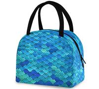 DJNGN 3d Magic Fish Scale Lunch Tote Bag con tasca frontale Riutilizzabile Isolante Termico Chiusura a cerniera Borsa termica per lavoro scolastico Picnic Viaggi Pesca Spiaggia