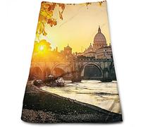 DJNGN Asciugamani Autunnali, Tramonto sul Fiume Tevere San Pietro, Asciugamani Ultra Morbidi e Altamente Assorbenti per Bagno, Palestra, a, Hotel, Spa,Giallo 15in x27in