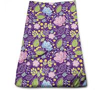 DJNGN Asciugamani floreali ad asciugatura rapida, fiori e foglie a tema le, asciugamani in microfibra altamente assorbenti, uso multiuso come hotel, bagno, a, spa, blu mare verde viola - 27 x 16