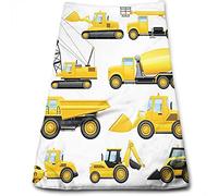 DJNGN Asciugamani per la scuola materna, asciugamani per il bagno, bulldozer per camion di macchine edili, asciugamani per il viso per la cucina, asciugamano bianco, giallo nero 27x16 pollici