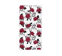 DJNGN Asciugamani per le mani con corno di teschio e rose rosse Asciugamani per il viso super morbidi, traspiranti, assorbenti, multiuso, per cucina, bagno, camera da letto, viaggi, 30 x 15 pollici