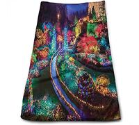 DJNGN Asciugamano da spiaggia/piscina/bagno con stampa giardino,Vista natalizia colorata nei giardini,Asciugamano da cucina,Asciugatura rapida,Morbido,Assorbente e leggeroRosso,15in x27in