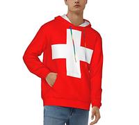 DJNGN Bandiera della Svizzera con Felpa con Tasca Pullover Hip-Hop Slim Fit da Uomo