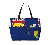 DJNGN Bandiera delle Isole Turks e Caicos, borsa da spiaggia di grande capacità - Ideale per le vacanze, borsa in tela riutilizzabile per campeggio, spesa, trasloco, nera, taglia unica