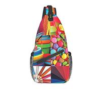DJNGN Borsa a tracolla con collage colorato, borsa a tracolla, zaino da trekking all'aperto per il fine settimana, adatto per uomini e donne