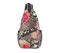 DJNGN Borsa a tracolla con fiore leopardato rosa, borsa a tracolla, zaino da trekking all'aperto per il fine settimana, adatto per uomini e donne