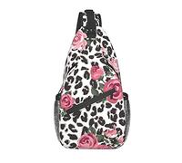 DJNGN Borsa a tracolla con motivo leopardato rosa carino mix di rose, borsa a tracolla, zaino da trekking all'aperto per il fine settimana, adatto per uomini e donne