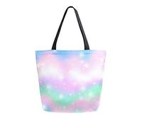 DJNGN Borsa a tracolla in tela a tema arcobaleno pastello shopping viaggio riutilizzabili