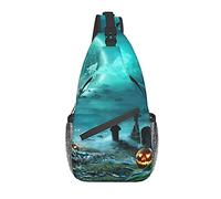 DJNGN Borsa a tracolla per cimitero di zucca horror, borsa a tracolla, zaino da trekking all'aperto per il fine settimana, adatto per uomini e donne