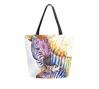 DJNGN Borsa a tracolla vintage in tela con zebra arcobaleno shopping viaggio riutilizzabili
