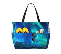 DJNGN Borsa da spiaggia con stampa aurore boreali, capiente, da viaggio, impermeabile, resistente alla sabbia e leggera.