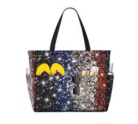 DJNGN Borsa da spiaggia pieghevole di grandi dimensioni, resistente all'acqua, con scritta artistica Banda americana, ideale per viaggi, palestra e campeggio.