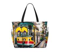 DJNGN Borsa da spiaggia spaziosa con stampa del tram di Lisbona, versatile e anti-sabbia, adatta a tutte le tue esigenze.