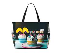 DJNGN Borsa da spiaggia spaziosa con stampa di torte di compleanno, versatile e anti-sabbia, adatta a tutte le tue esigenze.