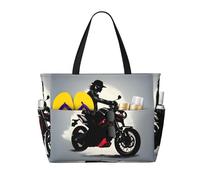DJNGN Borsa da spiaggia spaziosa da viaggio con stampa a silhouette di cavaliere, versatile borsa da spiaggia anti-sabbia, per tutte le tue esigenze, nera