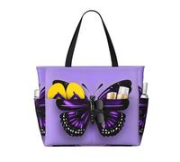 DJNGN Borsa da spiaggia spaziosa e da viaggio con stampa di farfalle viola da sogno, versatile e anti-sabbia, adatta a tutte le tue esigenze.