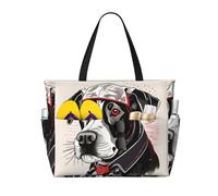 DJNGN Borsa da spiaggia spaziosa e versatile con stampa di un simpatico cane da fattoria, adatta a tutti i viaggi e alle esigenze della spiaggia, anti-sabbia.