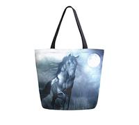 DJNGN Borsa in tela Dark Night Horse casual per lo shopping viaggio riutilizzabili