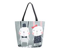 DJNGN Borsa per la spesa in tela dell'amicizia del coniglio Borse per la spesa riutilizzabili Borsa per il trasporto con manici