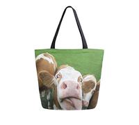 DJNGN Borsa per la spesa riutilizzabile con mucca divertente Borsa per la spesa in tela per impieghi gravosi Grande tracolla per borsa pieghevole e lavabile per le donne