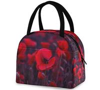 DJNGN Borsa termica per il pranzo con papavero rosso magico, borsa termica riutilizzabile con manico multitasche per donne e uomini, lavoro scolastico, picnic, viaggi all'aperto