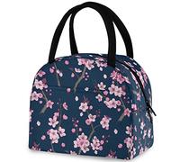 DJNGN Borsa termica riutilizzabile per il pranzo con ramo di ciliegio con tasca frontale, borsa termica termica isolata per il ritorno a scuola, lavoro, viaggio, pesca, picnic, spiaggia
