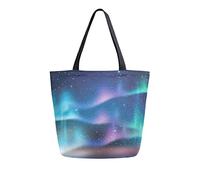 DJNGN Borsa tote in tela Aurora Blue Borse per la spesa riutilizzabili Borsa per il trasporto con manici