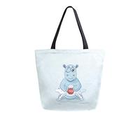 DJNGN Borsa tote in tela Ballerina Hippopotamus si è svegliata con una borsa per il trasporto del caffè Borsa a tracolla casual per lo shopping Borsa da viaggio Borse per la spesa riutilizzabili