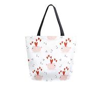 DJNGN Borsa tote in tela Borsa a tracolla casual con maiale carino e cuore per lo shopping Borsa da viaggio Borse per la spesa riutilizzabili