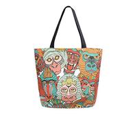 DJNGN Borsa tote in tela con facce di scimmie diverse Borse per la spesa riutilizzabili Borsa per il trasporto con manici