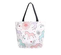 DJNGN Borsa tote in tela con fiori di cavallo Borse per la spesa riutilizzabili Borsa per il trasporto con manici