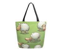 DJNGN Borsa tote in tela con set di pecore divertenti Borsa per la spesa riutilizzabile Borsa per il trasporto con manici