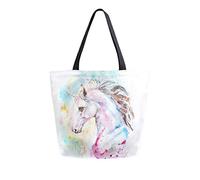 DJNGN Borsa tote in tela di cavallo ad Borsa riutilizzabile per la spesa Borsa da trasporto con manici