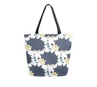 DJNGN Borsa tote in tela di colore carino riccio Borse per la spesa riutilizzabili Borsa per il trasporto con manici