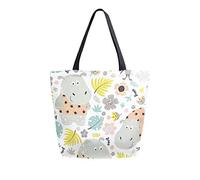 DJNGN Borsa tote in tela divertente ippopotamo casual per lo shopping viaggio riutilizzabili