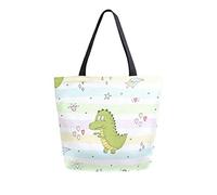 DJNGN Borsa tote in tela Funny Dinosaurs2 casual per lo shopping viaggio riutilizzabili
