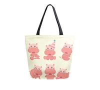 DJNGN Borsa tote in tela Ippopotamo divertente Pose diverse casual per lo shopping viaggio riutilizzabili