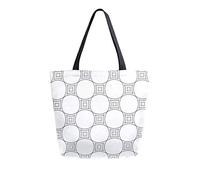 DJNGN Borsa tote in tela linea curva bianca nera Borse per la spesa riutilizzabili Borsa per il trasporto con manici