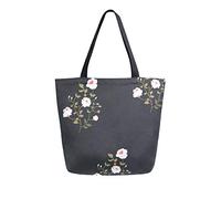 DJNGN Borsa tote in tela margherita nera Borsa per la spesa riutilizzabile Borsa per il trasporto con manici