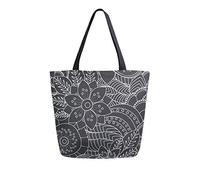 DJNGN Borsa tote in tela margherita nera Borsa per la spesa riutilizzabile Borsa per il trasporto con manici