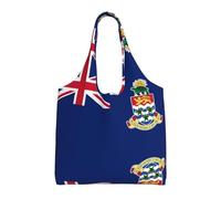 DJNGN Borsa tote in tela riutilizzabile con bandiera delle Isole Cayman, perfetta per la spesa, la spiaggia, i viaggi e la vita di tutti i giorni, nera, taglia unica.